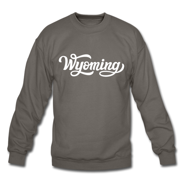 Wyoming Sweatshirt - Hand Lettered Wyoming Crewneck Sweatshirt - asphalt gray