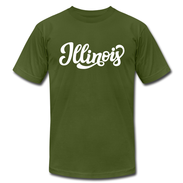 Illinois T-Shirt - Hand Lettered Unisex Illinois T Shirt - olive