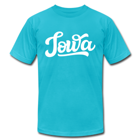 Iowa T-Shirt - Hand Lettered Unisex Iowa T Shirt - turquoise