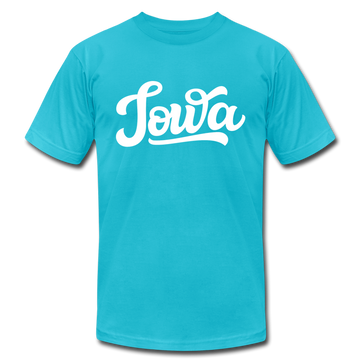 Iowa T-Shirt - Hand Lettered Unisex Iowa T Shirt - turquoise