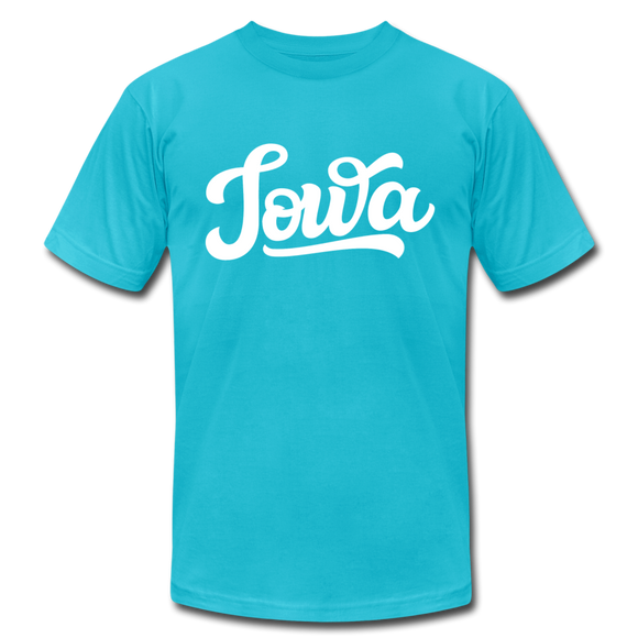 Iowa T-Shirt - Hand Lettered Unisex Iowa T Shirt - turquoise