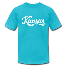 Kansas T-Shirt - Hand Lettered Unisex Kansas T Shirt - turquoise