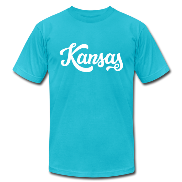 Kansas T-Shirt - Hand Lettered Unisex Kansas T Shirt - turquoise