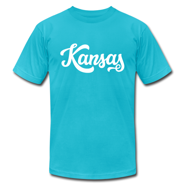 Kansas T-Shirt - Hand Lettered Unisex Kansas T Shirt - turquoise