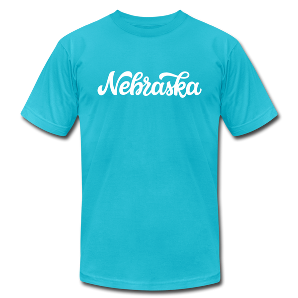 Nebraska T-Shirt - Hand Lettered Unisex Nebraska T Shirt - turquoise