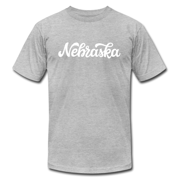 Nebraska T-Shirt - Hand Lettered Unisex Nebraska T Shirt - heather gray