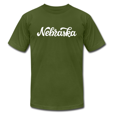 Nebraska T-Shirt - Hand Lettered Unisex Nebraska T Shirt - olive