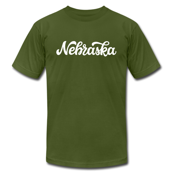 Nebraska T-Shirt - Hand Lettered Unisex Nebraska T Shirt - olive