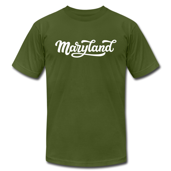 Maryland T-Shirt - Hand Lettered Unisex Maryland T Shirt - olive