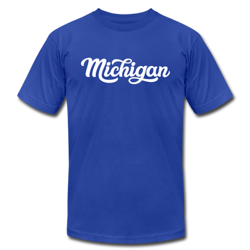 Michigan T-Shirt - Hand Lettered Unisex Michigan T Shirt - royal blue