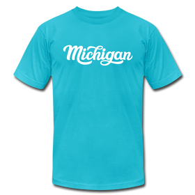 Michigan T-Shirt - Hand Lettered Unisex Michigan T Shirt - turquoise