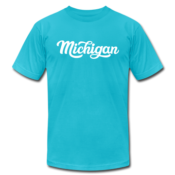 Michigan T-Shirt - Hand Lettered Unisex Michigan T Shirt - turquoise