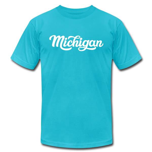 Michigan T-Shirt - Hand Lettered Unisex Michigan T Shirt - turquoise