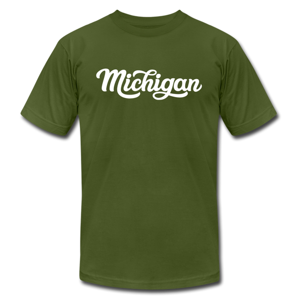 Michigan T-Shirt - Hand Lettered Unisex Michigan T Shirt - olive