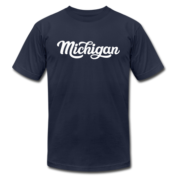 Michigan T-Shirt - Hand Lettered Unisex Michigan T Shirt - navy