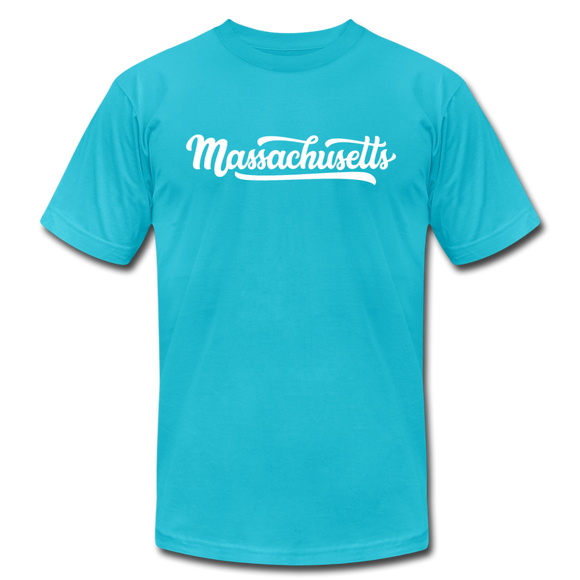 Massachusetts T-Shirt - Hand Lettered Unisex Massachusetts T Shirt - turquoise