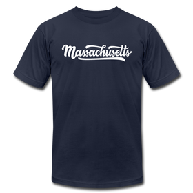 Massachusetts T-Shirt - Hand Lettered Unisex Massachusetts T Shirt - navy