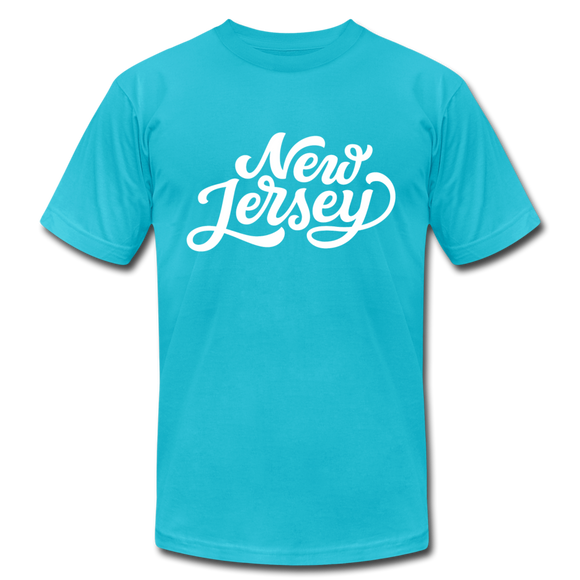 New Jersey T-Shirt - Hand Lettered Unisex New Jersey T Shirt - turquoise