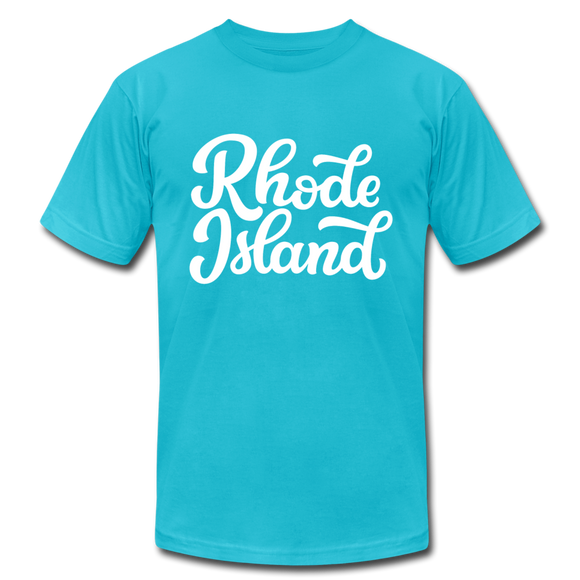 Rhode Island T-Shirt - Hand Lettered Unisex Rhode Island T Shirt - turquoise