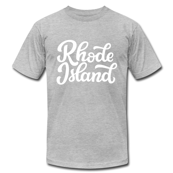 Rhode Island T-Shirt - Hand Lettered Unisex Rhode Island T Shirt - heather gray