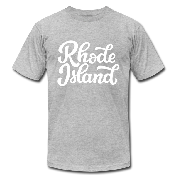 Rhode Island T-Shirt - Hand Lettered Unisex Rhode Island T Shirt - heather gray