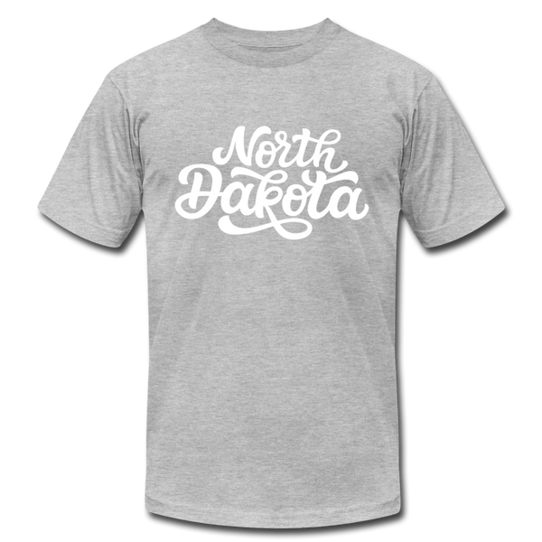 North Dakota T-Shirt - Hand Lettered Unisex North Dakota T Shirt - heather gray