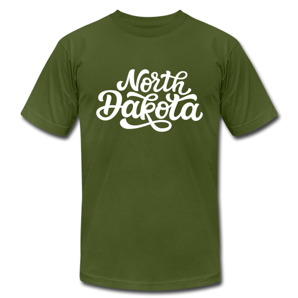 North Dakota T-Shirt - Hand Lettered Unisex North Dakota T Shirt - olive