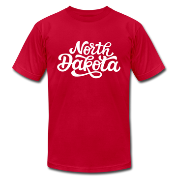 North Dakota T-Shirt - Hand Lettered Unisex North Dakota T Shirt - red