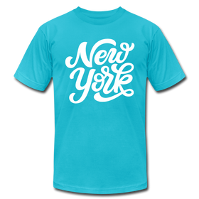 New York T-Shirt - Hand Lettered Unisex New York T Shirt - turquoise