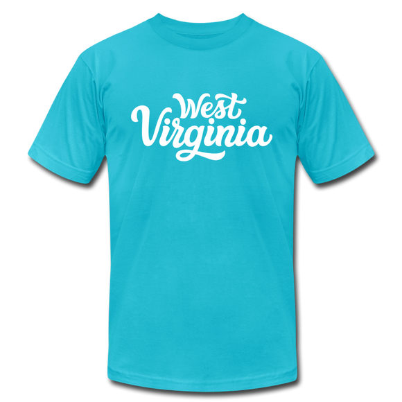 West Virginia T-Shirt - Hand Lettered Unisex West Virginia T Shirt - turquoise