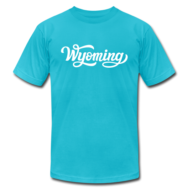 Wyoming T-Shirt - Hand Lettered Unisex Wyoming T Shirt - turquoise