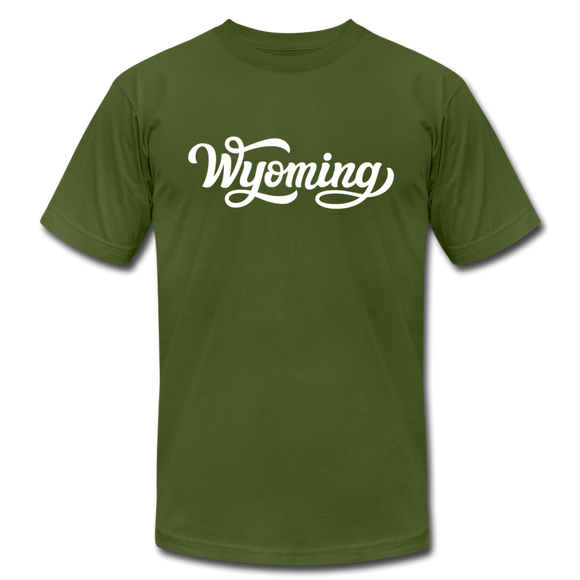 Wyoming T-Shirt - Hand Lettered Unisex Wyoming T Shirt - olive