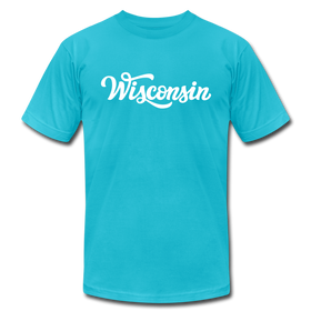 Wisconsin T-Shirt - Hand Lettered Unisex Wisconsin T Shirt - turquoise