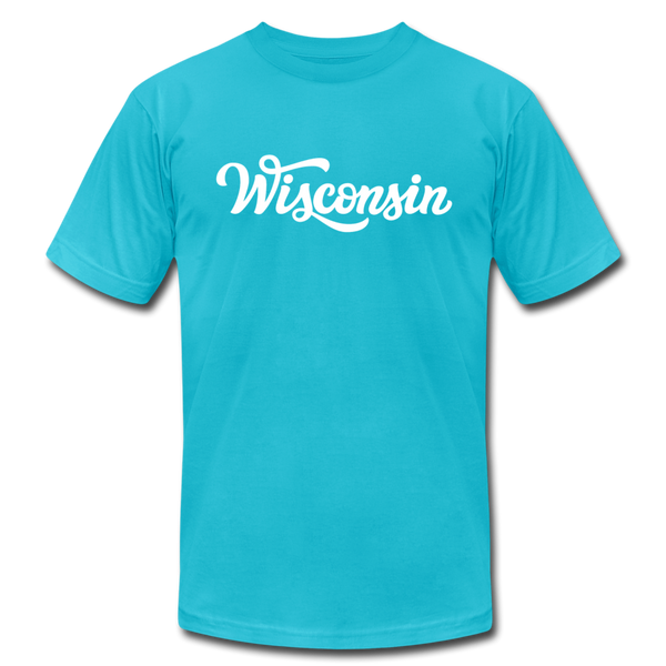 Wisconsin T-Shirt - Hand Lettered Unisex Wisconsin T Shirt - turquoise