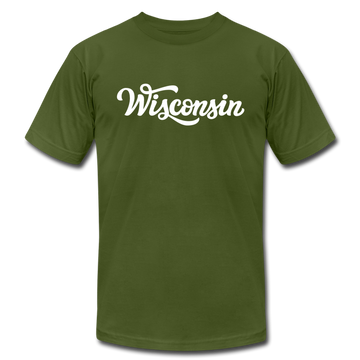 Wisconsin T-Shirt - Hand Lettered Unisex Wisconsin T Shirt - olive