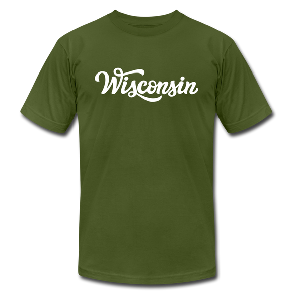 Wisconsin T-Shirt - Hand Lettered Unisex Wisconsin T Shirt - olive