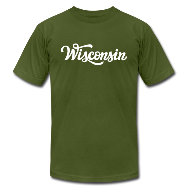 Wisconsin T-Shirt - Hand Lettered Unisex Wisconsin T Shirt - olive