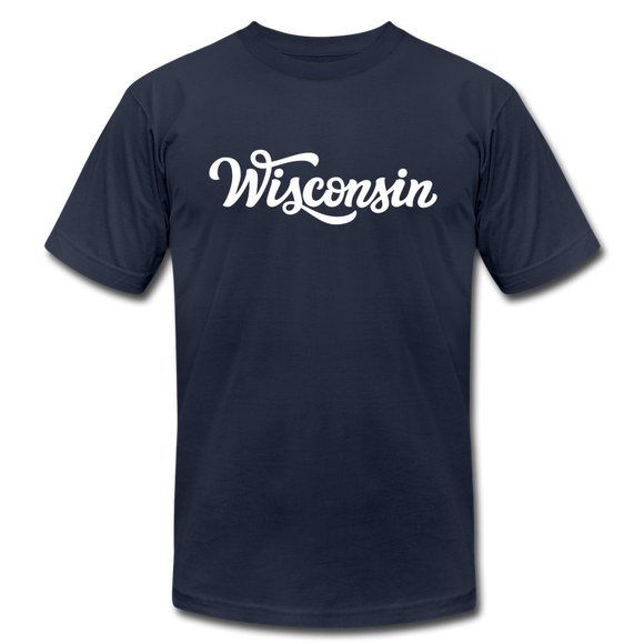 Wisconsin T-Shirt - Hand Lettered Unisex Wisconsin T Shirt - navy