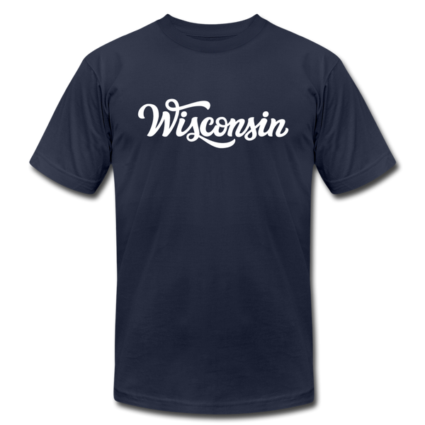 Wisconsin T-Shirt - Hand Lettered Unisex Wisconsin T Shirt - navy