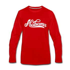 Alabama Long Sleeve T-Shirt - Hand Lettered Unisex Alabama Long Sleeve Shirt - red