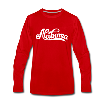 Alabama Long Sleeve T-Shirt - Hand Lettered Unisex Alabama Long Sleeve Shirt - red