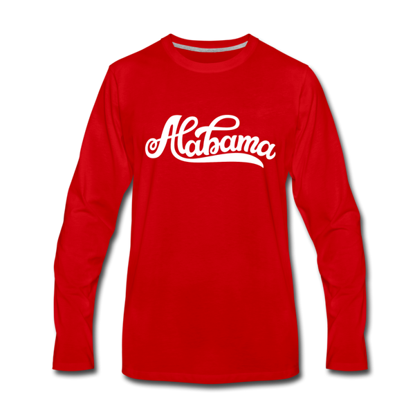 Alabama Long Sleeve T-Shirt - Hand Lettered Unisex Alabama Long Sleeve Shirt - red