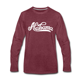 Alabama Long Sleeve T-Shirt - Hand Lettered Unisex Alabama Long Sleeve Shirt - heather burgundy