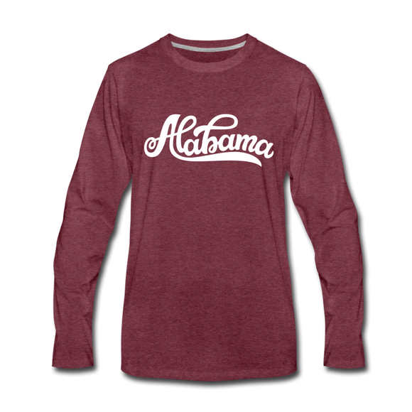 Alabama Long Sleeve T-Shirt - Hand Lettered Unisex Alabama Long Sleeve Shirt - heather burgundy