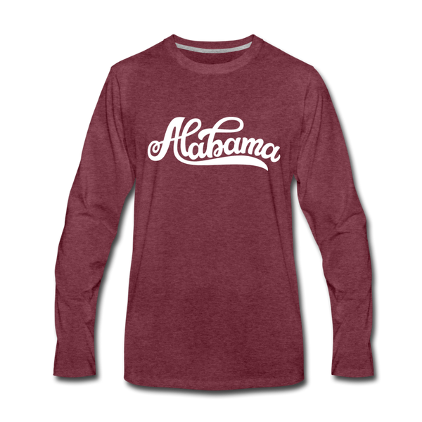 Alabama Long Sleeve T-Shirt - Hand Lettered Unisex Alabama Long Sleeve Shirt - heather burgundy