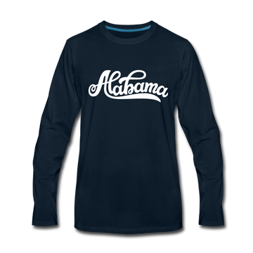 Alabama Long Sleeve T-Shirt - Hand Lettered Unisex Alabama Long Sleeve Shirt - deep navy