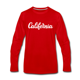 California Long Sleeve T-Shirt - Hand Lettered Unisex California Long Sleeve Shirt - red