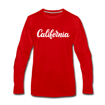 California Long Sleeve T-Shirt - Hand Lettered Unisex California Long Sleeve Shirt - red