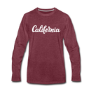 California Long Sleeve T-Shirt - Hand Lettered Unisex California Long Sleeve Shirt - heather burgundy