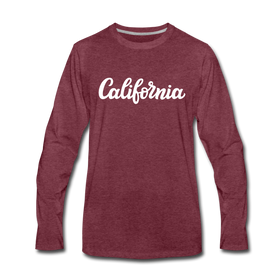California Long Sleeve T-Shirt - Hand Lettered Unisex California Long Sleeve Shirt - heather burgundy